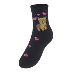 Yorkie-s szívecskés - nõi bokazokni