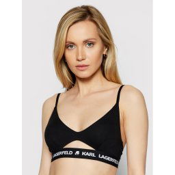 KARL LAGERFELD Bralette melltartó Peephole Logo 211W2101 Fekete