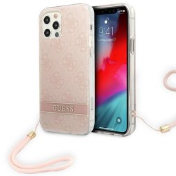 Guess 4G Print Strap Collection iPhone 12/12 Pro telefontok (rózsaszín)