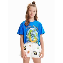 Desigual Póló 23SBTK09 Kék Regular Fit