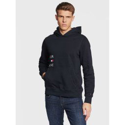 Tommy Hilfiger Pulóver Off Placement Text MW0MW29303 Sötétkék Regular Fit