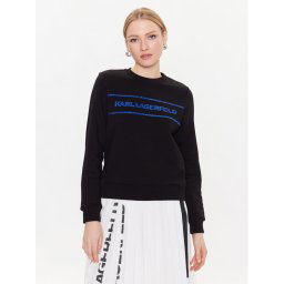 KARL LAGERFELD Pulóver Rhinestone Logo 226W1805 Fekete Regular Fit