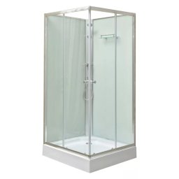 Polo White II szögletes fehér hátfalas zuhanykabin, akril zuhanytálcával, 80x80x195 cm-es méretben