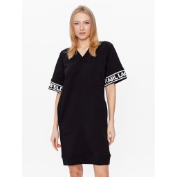 KARL LAGERFELD Kötött ruha Logo 225W1356 Fekete Relaxed Fit