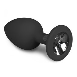Easy Toys - szilikon anál dildó fekete, áttetsző kristállyal (S méret)