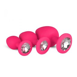 Easy Toys - 3 darabos szilikon anál dildókészlet rózsaszín, áttetsző betéttel (szett)