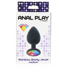 ToyJoy - Rainbow Booty Jewel szilikon anál dildó szivárványos akrildísszel (M méret)