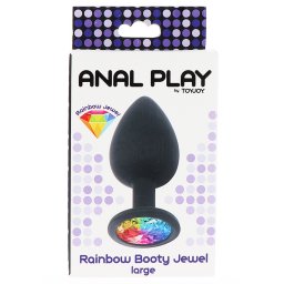 ToyJoy - Rainbow Booty Jewel szilikon anál dildó szivárványos akrildísszel (L méret)