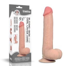 LoveToy - Sliding-Skin realisztikus bőrös dildó (22,6 cm - 9")