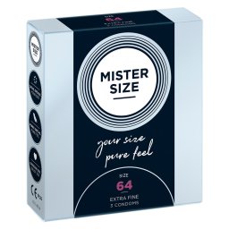 Mister Size - 64 - 3 db egyedi méretű, extra vékony óvszer (64 mm)