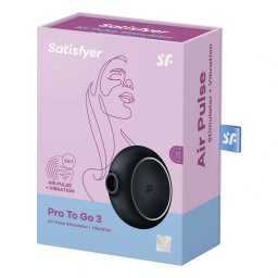 Satisfyer Pro To Go 3. léghullámos csiklóizgató, vibrációval (fekete)
