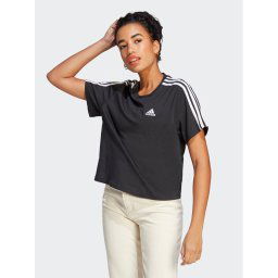adidas Póló Essentials 3-Stripes Single Jersey Crop Top HR4913 Fekete Loose Fit