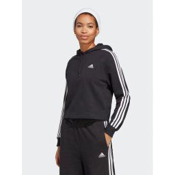 adidas Pulóver Essentials 3-Stripes French Terry Crop Hoodie IC8767 Fekete Regular Fit