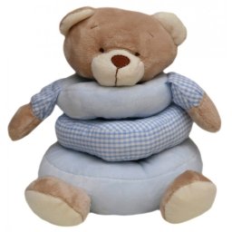 Baby Bruin plüss gyűrűs maci 17 cm - kék