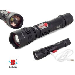 BAILONG taktikai zseblámpa + Power Bank ZOOM CREE LED USB XML-L3-U3