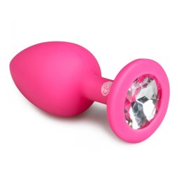 Easy Toys - szilikon anál dildó rózsaszín,áttetsző kristállyal (S méret)