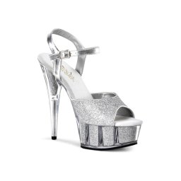 Pleaser ezüst csillámos platform szandál,No.6095G. 37-es