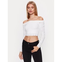 Guess Sweater Pointelle Deeta W3GR11 Z36H2 Fehér Regular Fit