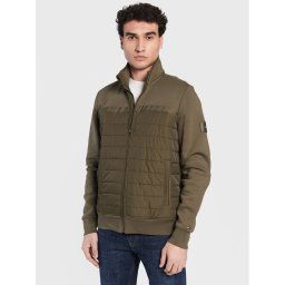 Tommy Hilfiger Pulóver Mix Media MW0MW29306 Zöld Regular Fit