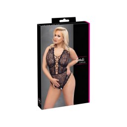 Cottelli Curves Plus Size - átlátszó mintás body (fekete)