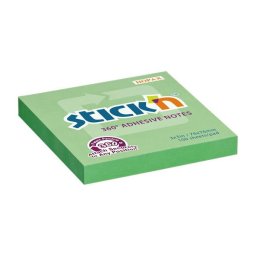 STICK N Öntapadó jegyzettömb, 76x76 mm, 100 lap, STICK N ,,360°, zöld