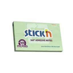 STICK N Öntapadó jegyzettömb, 76x127 mm, 100 lap, STICK N ,,360°, zöld