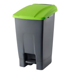 Planet Szelektív hulladékgyűjtő konténer, műanyag, pedálos, antracit/zöld, 70L