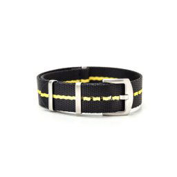 WB Original prémium Nato óraszíj, fekete/sárga, 22mm