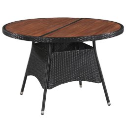 vidaXL polyrattan és tömör akácfa kerti asztal 115 x 74 cm