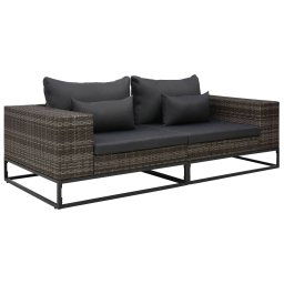 vidaXL 2 részes szürke polyrattan kerti kanapészett párnákkal