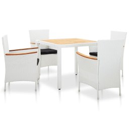 vidaXL 5 részes kültéri fehér polyrattan étkezőgarnitúra