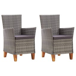 vidaXL 2 db szürke polyrattan kerti szék párnával