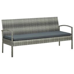 vidaXL 3 személyes szürke polyrattan kerti kanapé párnával