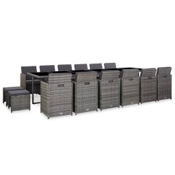 vidaXL 17 részes szürke polyrattan kültéri étkezőgarnitúra párnákkal