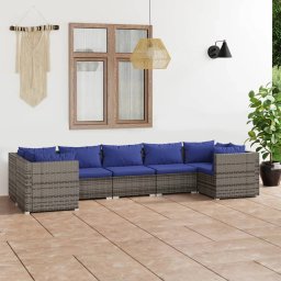 vidaXL 7 részes szürke polyrattan kerti ülőgarnitúra párnákkal