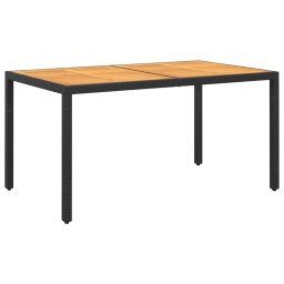 vidaXL fekete akácfa és polyrattan kerti asztal 150 x 90 x 75 cm