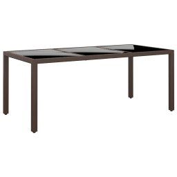 vidaXL barna polyrattan és edzett üveg kerti asztal 190 x 90 x 75 cm