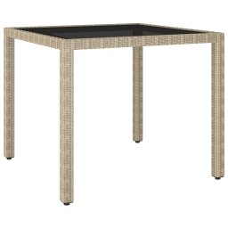 vidaXL bézs polyrattan kerti asztal 90 x 90 x 75 cm