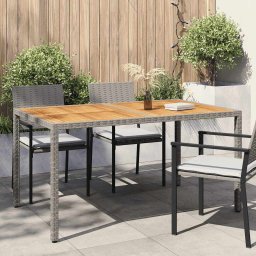 vidaXL szürke polyrattan és akácfa kerti asztal 150 x 90 x 75 cm