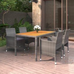 vidaXL 5 részes szürke polyrattan kerti étkezőgarnitúra
