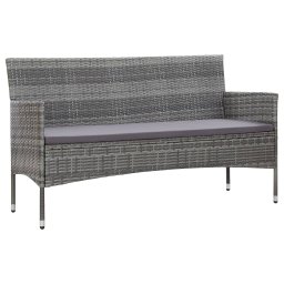 vidaXL 3 személyes szürke polyrattan kerti kanapé párnákkal