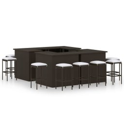 vidaXL 16 részes barna polyrattan kerti bárszett párnával