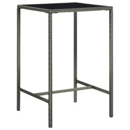 vidaXL szürke polyrattan és üveg kerti bárasztal 70 x 70 x 110 cm