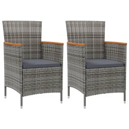vidaXL 2 db szürke polyrattan kerti étkezőszék