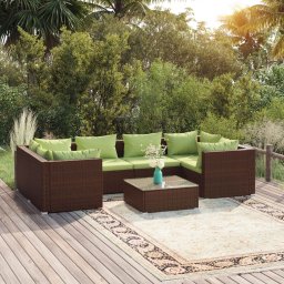 vidaXL 7 részes barna polyrattan kerti ülőgarnitúra párnákkal