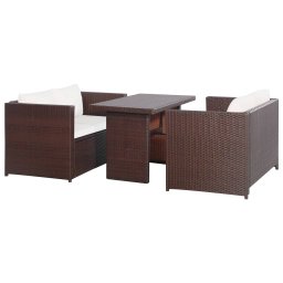 vidaXL 3 darabos barna polyrattan bisztrószett párnákkal