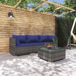vidaXL 4 részes szürke polyrattan kerti ülőgarnitúra párnákkal