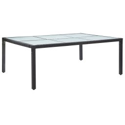 vidaXL fekete polyrattan kültéri étkezőasztal 200 x 150 x 74 cm