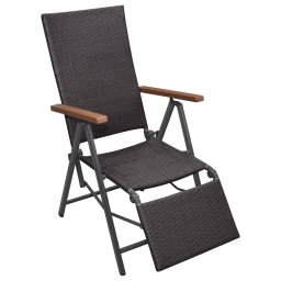 vidaXL barna dönthető polyrattan napozószék