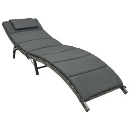 vidaXL szürke összecsukható polyrattan napozóágy párnával